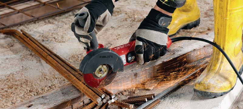 AG 125-15DB Angle grinder 1500W angle grinder with dead man’s switch and brake for maximum safety, for discs up to 125 mm Applications 1