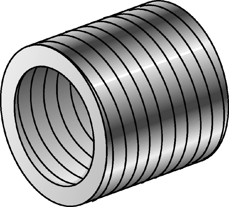 SR-RM reduction sleeves Galvanised reduction sleeves used to reduce the diameter of threaded rods