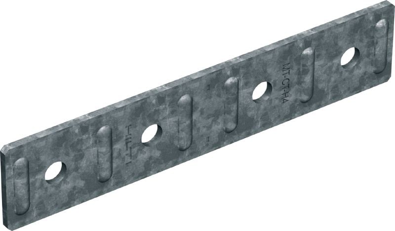 MT-CT-H4 OC Strut splice plate Flat channel connector used as a longitudinal extender for MT channels, for outdoor use with low pollution