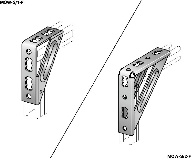 MQW-S-F Hot-dip galvanised (HDG) 90-degree heavy angle for connecting multiple MQ strut channels in medium/heavy-duty applications