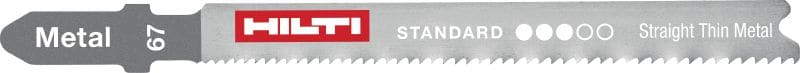 Jig saw blades for thin metal Jig saw blades for cutting 1-3 mm thick (1/16 - 1/8) metal sheet and profiles